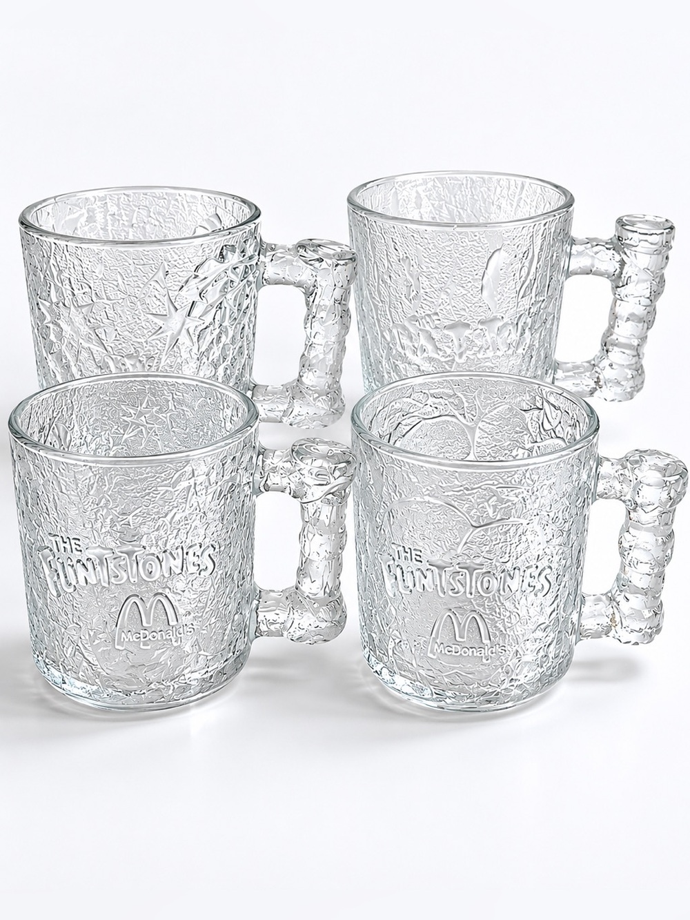 Vintage 1993 McDonald's Flintstones RocDonalds Glass Mugs Set of 4